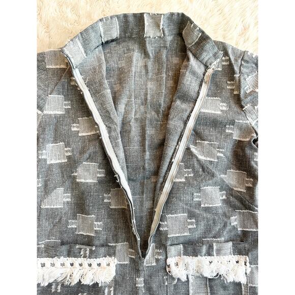 70s Grey & White Slub Knit Fringe Set - Picture 8 of 16